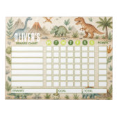 Bloc-note Tableau de Récompenses Dinosaure Tableau Personnal (Devant)