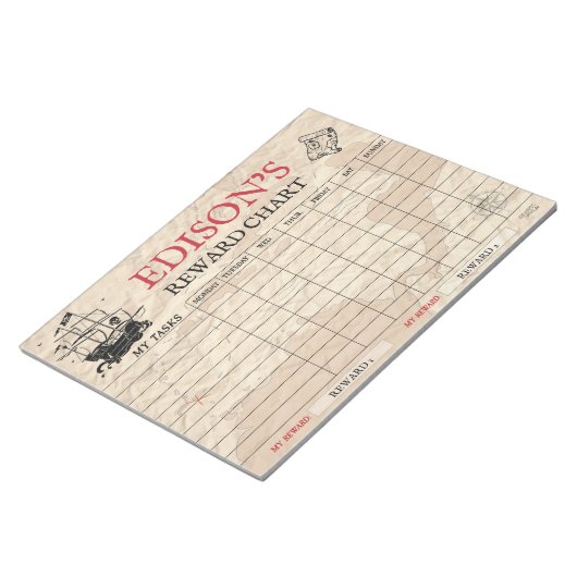 Bloc-note Tableau de récompenses Pirate Map Tâches de nom pe (Incliné)
