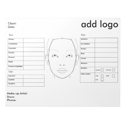 Bloc-note Tableau de visage de maquillage (Devant)
