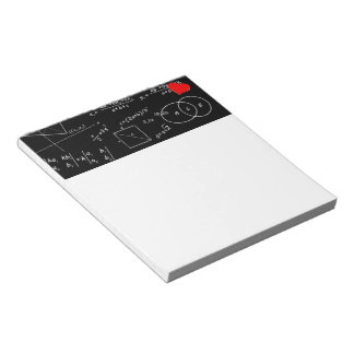 Bloc-note Tableau noir de mathématiques avec un cœur rouge m