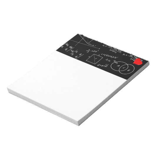 Bloc-note Tableau noir mathématique avec coeur rouge 3D mign (Tourné)