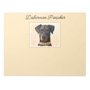 Bloc-note Tableau original d'un Doberman Pinscher aux oreill