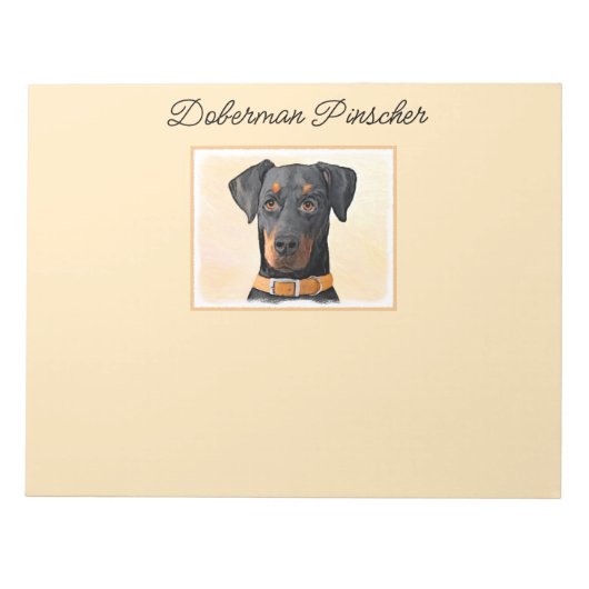 Bloc-note Tableau original d'un Doberman Pinscher aux oreill (Devant)