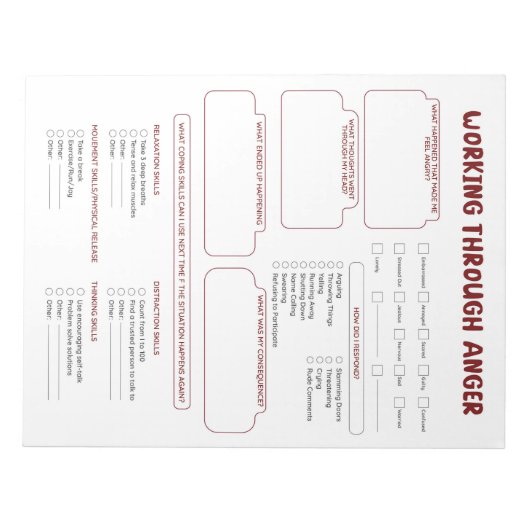 Bloc-note Tableur de feuille de colère pour chagrin et colèr (Devant)