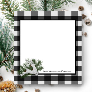 Bloc-note Tampon Reindeer Buffalo Plaid Personnalisé