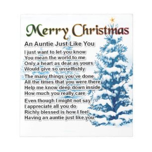 Bloc-note Tante Poem Christmas Design