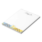 Bloc-note Tartan bleu jaune Plaid Monogramme personnalisé (Tourné)