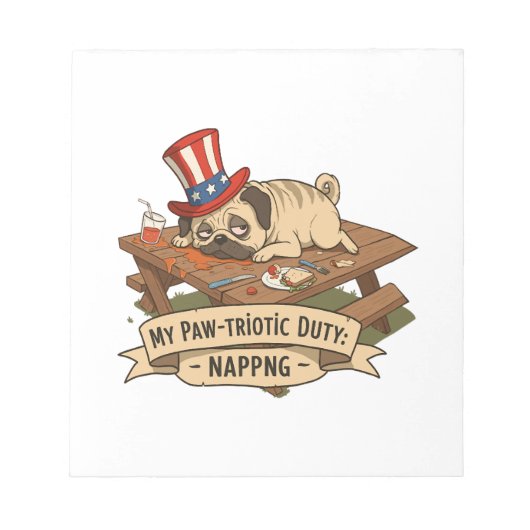 Bloc-note Tartine Pug endormi (Devant)