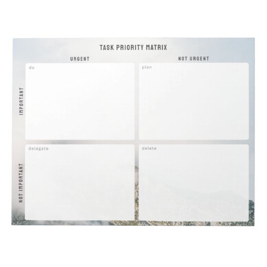 Bloc-note Task Priority and planner Matrix (mountain) (Devant)