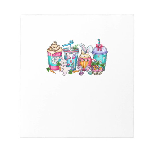 Bloc-note Tasses de lapin de Pâques Café Latte Glacé Crème F (Devant)