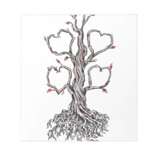Bloc-note Tatouage de branche de cœur d'arbre de chêne torsa