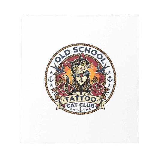 Bloc-note Tatouage École Ancienne Chat Mignon Design - Vieil (Devant)