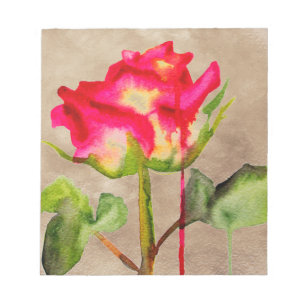 Bloc-note Tea hybride Rose aquarelle moderne fleurie art