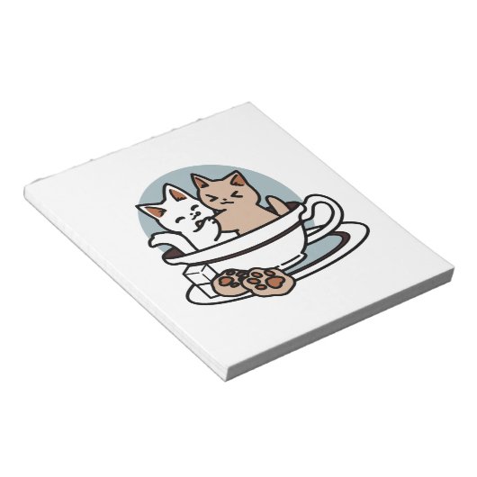 Bloc-note Tea Time Meow Time - Cute Cat and Tea Design (Incliné)