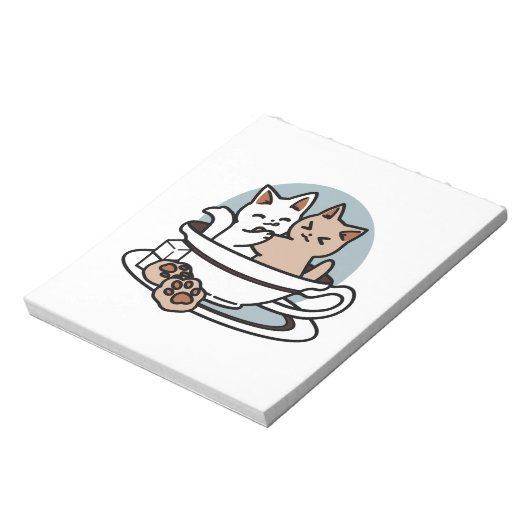 Bloc-note Tea Time Meow Time - Cute Cat and Tea Design (Tourné)