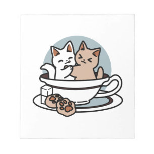Bloc-note Tea Time Meow Time - Cute Cat and Tea Design