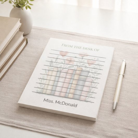 Bloc-note Teacher Appreciation Gift Floral Stacked Books 