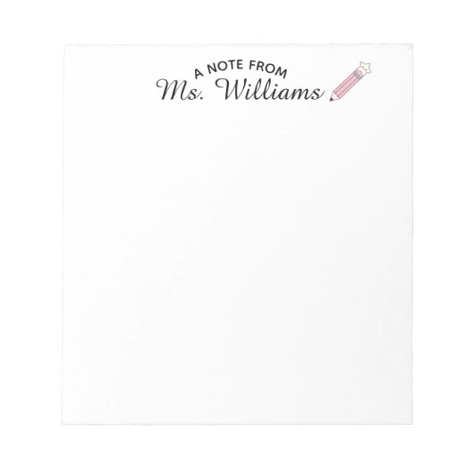 Bloc-note Teacher Classroom Pencil Custom Name (Devant)