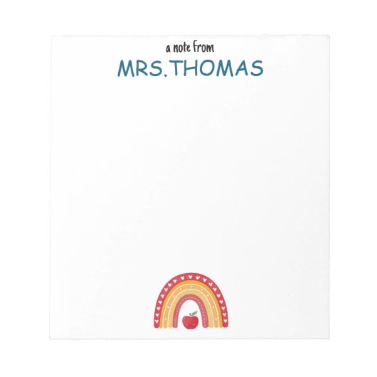 Bloc-note Teacher Notepad – A Note from Rainbow Design (Devant)