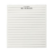 Bloc-note Teacher Notepad lined paper with "a note from"  (Devant)