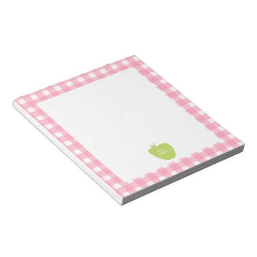 Bloc-note Teacher vert pomme rose En vichy (Incliné)