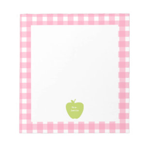 Bloc-note Teacher vert pomme rose En vichy