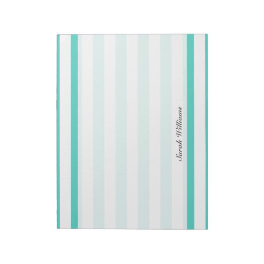 Bloc-note Teal Blue and White Stripe Pattern (Tourné)