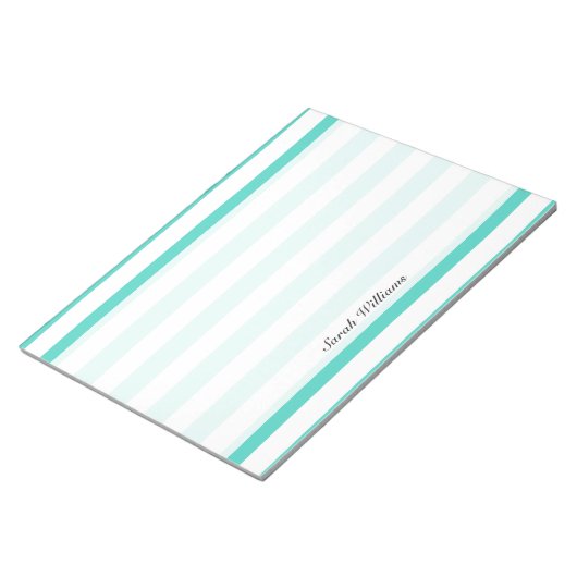 Bloc-note Teal Blue and White Stripe Pattern (Incliné)
