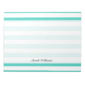 Bloc-note Teal Blue and White Stripe Pattern (Devant)