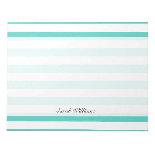 Bloc-note Teal Blue and White Stripe Pattern (Devant)