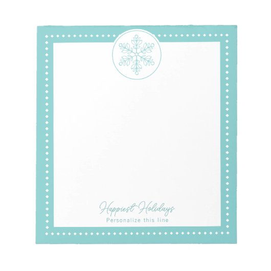 Bloc-note Teal Fancy Snowflake Personalized Holiday (Devant)