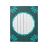 Bloc-note Teal Leaf Mandala Design on Dark Cyan (Tourné)