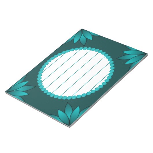 Bloc-note Teal Leaf Mandala Design on Dark Cyan (Incliné)