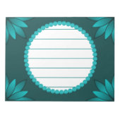 Bloc-note Teal Leaf Mandala Design on Dark Cyan (Devant)
