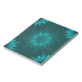 Bloc-note Teal Leaf Mandala Design on Dark Cyan (Tourné)