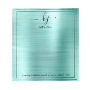 Bloc-note Teal Metallic Personalized Name From The Desk Of