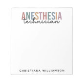 Bloc-note Technicien d'anesthésie personnalisée Technique d' (Devant)