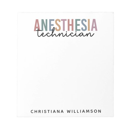 Bloc-note Technicien d'anesthésie personnalisée Technique d' (Devant)