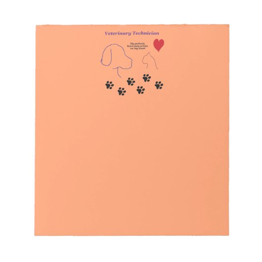 Bloc-note Technicien vétérinaire - Empreintes de pattes sur (Devant)