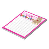 Bloc-note Teddy Bear personnalisée Mitzvah rose (Tourné)