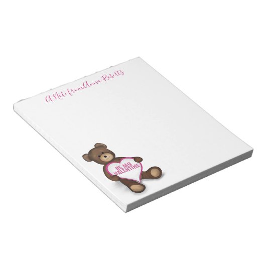 Bloc-note Teddy Bear Valentine's Day mignonne Teddy Bear Cus (Incliné)