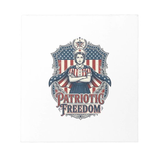 Bloc-note Tee-shirt graphique vectoriel infirmière patriotiq (Devant)