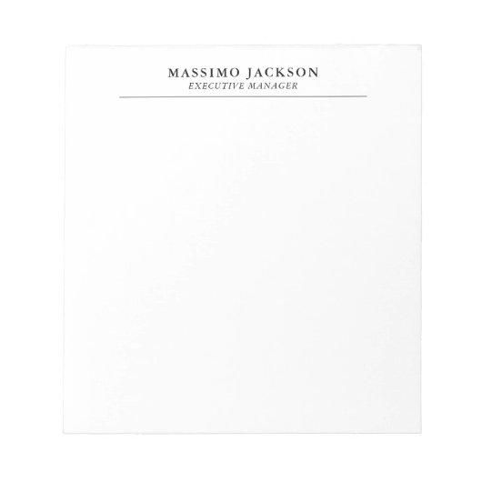 Bloc-note Tendance Moderne Simple Noir & Blanc Professionnel (Devant)