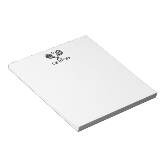 Bloc-note Tennis Thème Simple Moderne Nom Monogramme (Incliné)