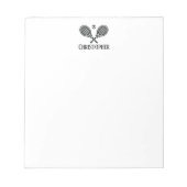 Bloc-note Tennis Thème Simple Moderne Nom Monogramme (Devant)