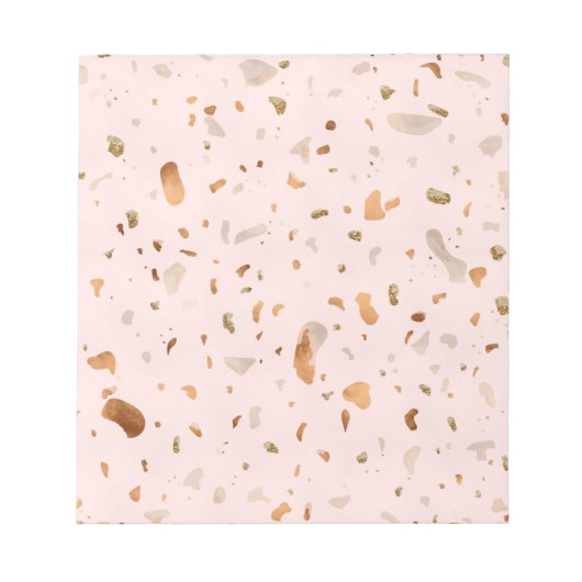 Bloc-note Terrazzo Rose Blush Avec Spots De Cuivre Or (Devant)
