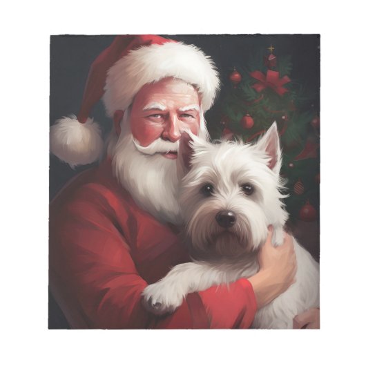 Bloc-note Terrier blanc de West Highland Père Noël Noël (Devant)