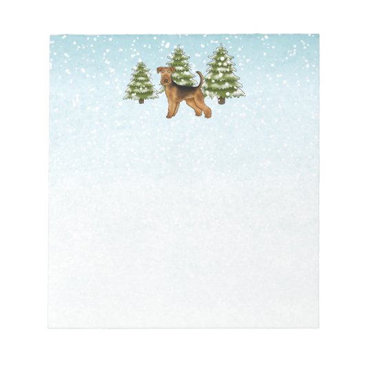 Bloc-note Tervueren Airedale Terrier Chien Neigeux Forêt Hiv (Devant)