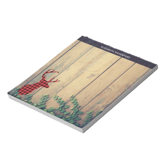 Bloc-note Tête de cerf avec Antlers sur plateaux en bois ave (Tourné)