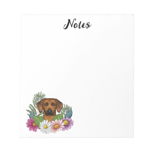 Bloc-note Tête de chien Rhodesian Ridgeback Fleurs sauvages (Devant)